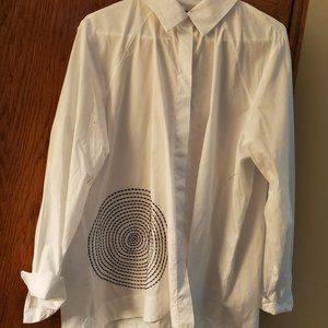 Women's Unique White Long Blouse
